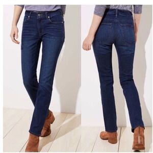 LOFT Curvy Straight Dark Wash Jeans Mid Rise Classic Style Size‎ 27/4